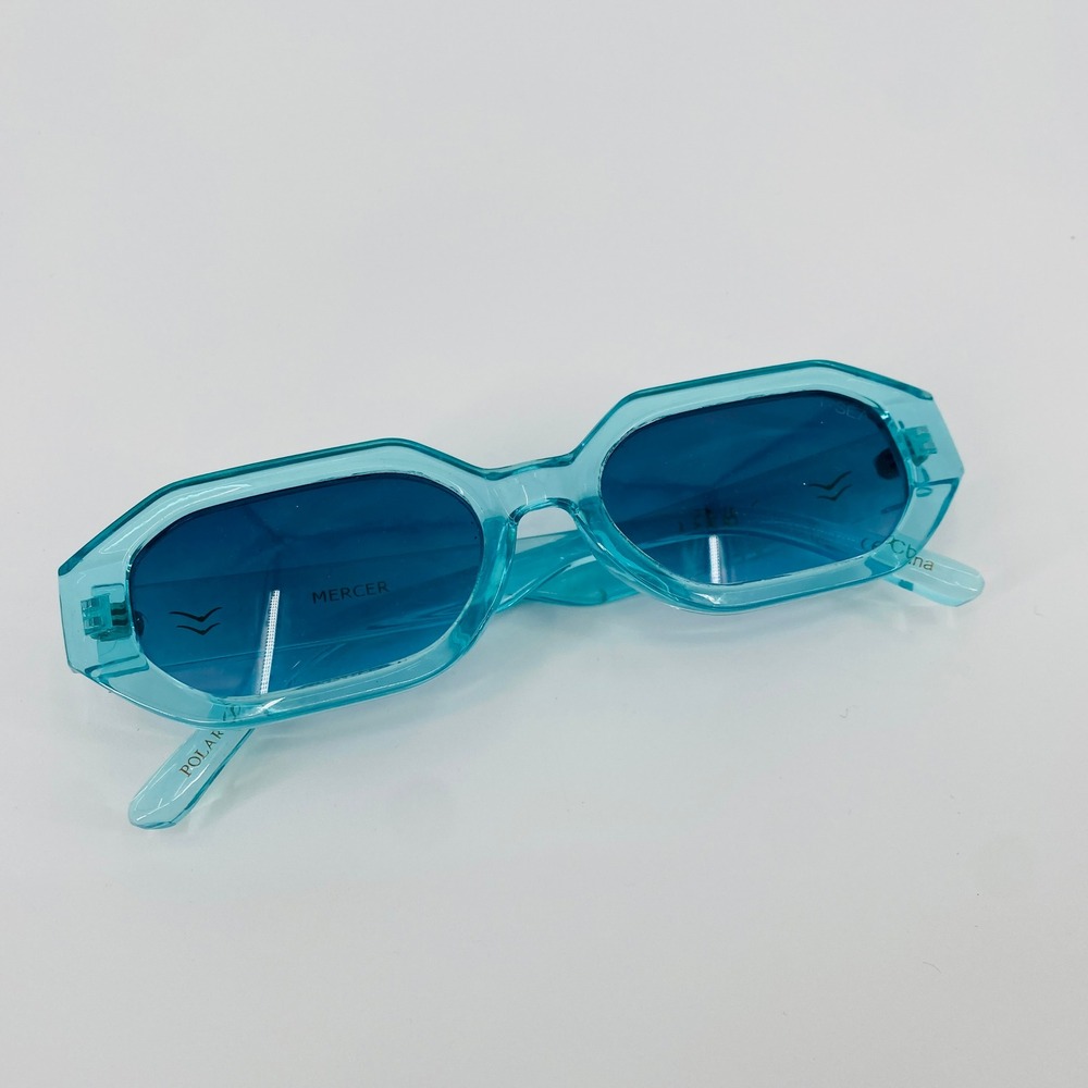 I-SEA Mercer Sunglasses Women OS Aqua Blue Polarized Geometric Rectangle